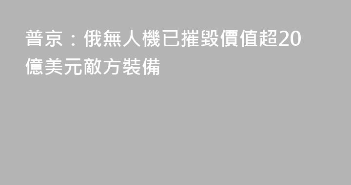 普京：俄無人機已摧毀價值超20億美元敵方裝備