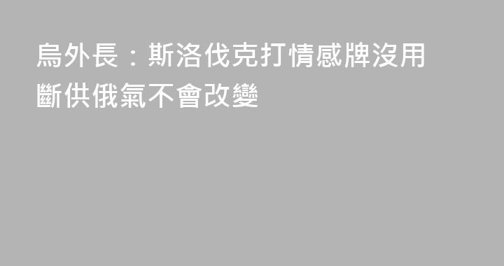 烏外長：斯洛伐克打情感牌沒用 斷供俄氣不會改變