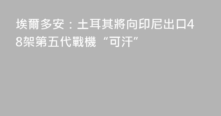 埃爾多安：土耳其將向印尼出口48架第五代戰機“可汗”