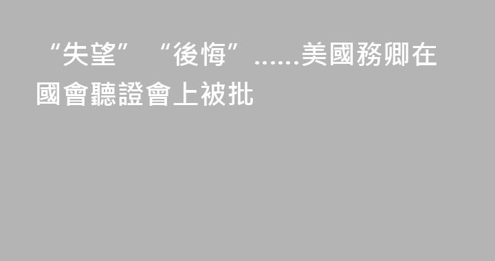 “失望”“後悔”……美國務卿在國會聽證會上被批