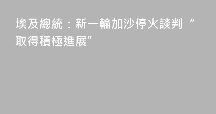 埃及總統：新一輪加沙停火談判“取得積極進展”
