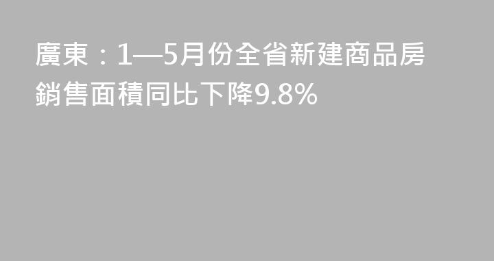 廣東：1—5月份全省新建商品房銷售面積同比下降9.8%