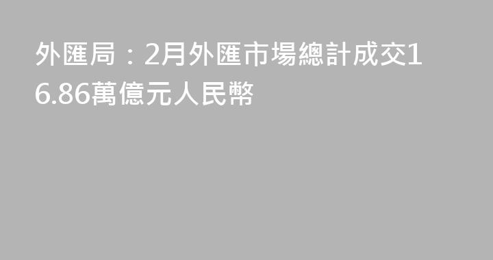外匯局：2月外匯市場總計成交16.86萬億元人民幣