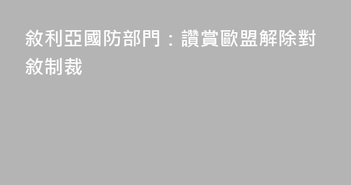 敘利亞國防部門：讚賞歐盟解除對敘制裁