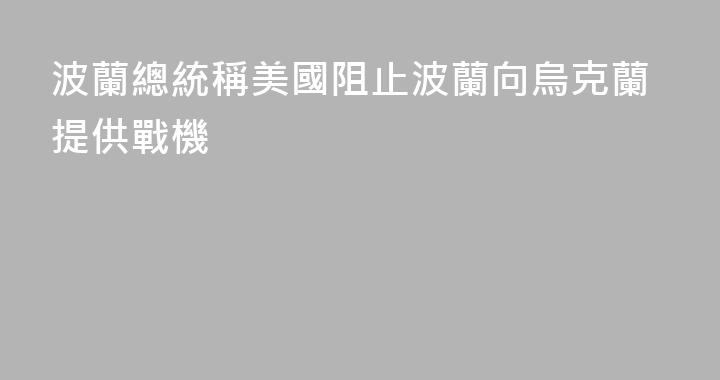 波蘭總統稱美國阻止波蘭向烏克蘭提供戰機