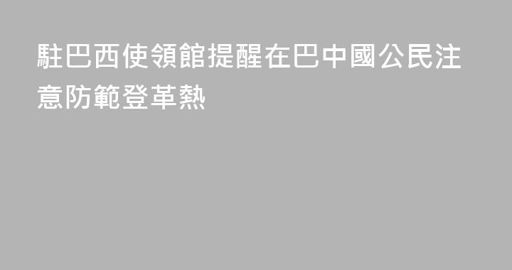 駐巴西使領館提醒在巴中國公民注意防範登革熱