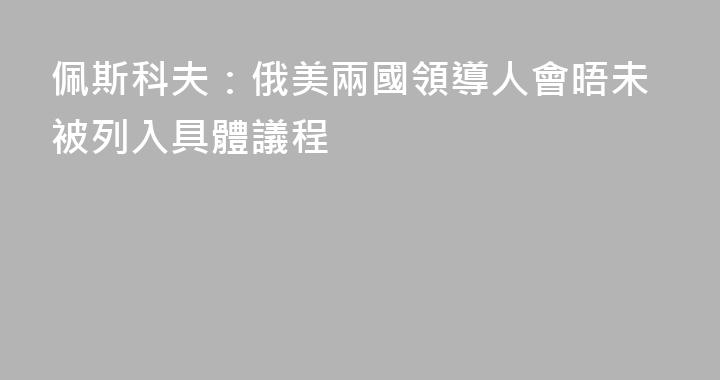 佩斯科夫：俄美兩國領導人會晤未被列入具體議程