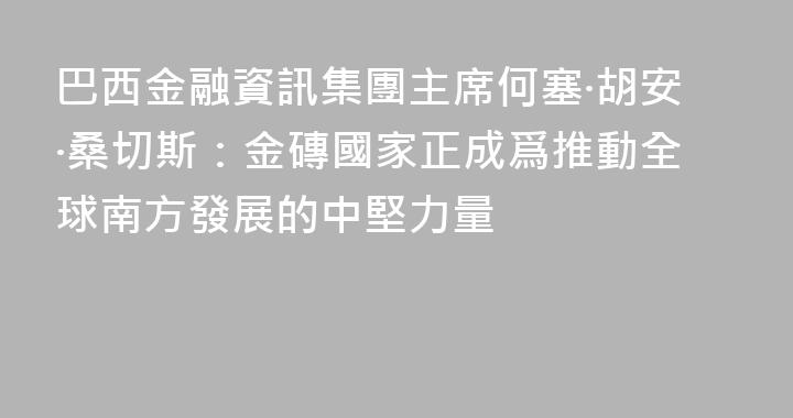 巴西金融資訊集團主席何塞·胡安·桑切斯：金磚國家正成爲推動全球南方發展的中堅力量