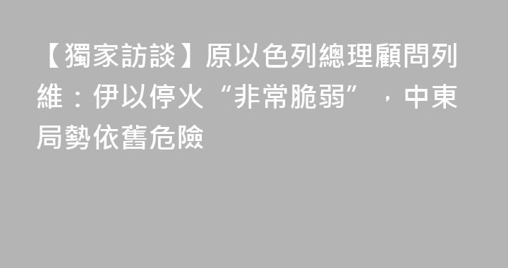 【獨家訪談】原以色列總理顧問列維：伊以停火“非常脆弱”，中東局勢依舊危險