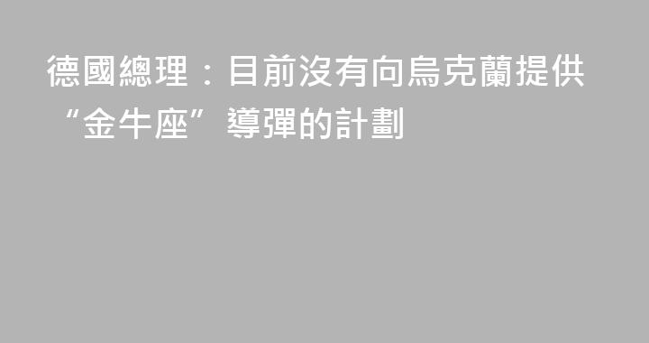 德國總理：目前沒有向烏克蘭提供“金牛座”導彈的計劃