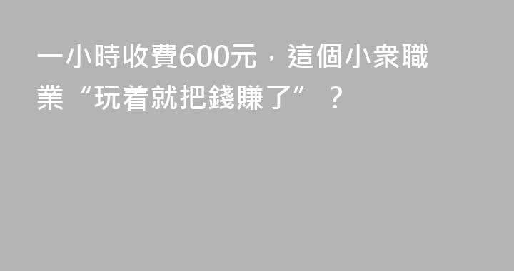 一小時收費600元，這個小衆職業“玩着就把錢賺了”？