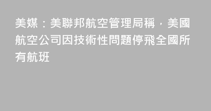 美媒：美聯邦航空管理局稱，美國航空公司因技術性問題停飛全國所有航班