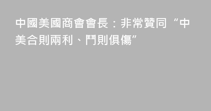 中國美國商會會長：非常贊同“中美合則兩利、鬥則俱傷”