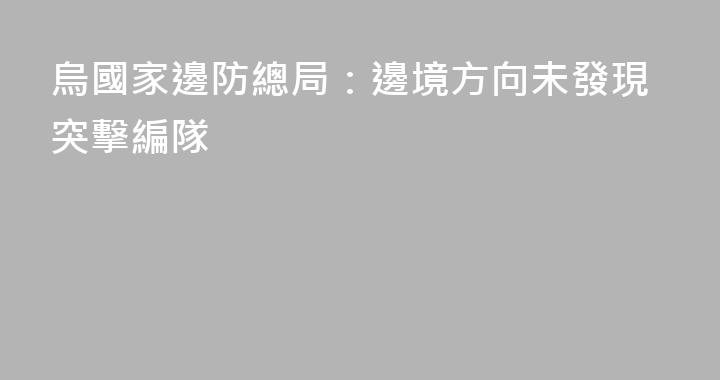 烏國家邊防總局：邊境方向未發現突擊編隊