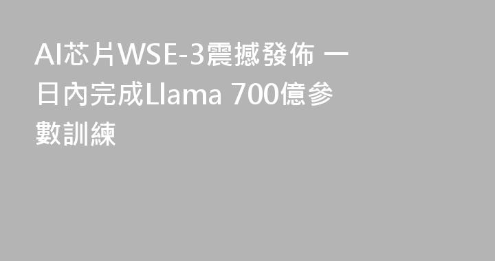 AI芯片WSE-3震撼發佈 一日內完成Llama 700億參數訓練