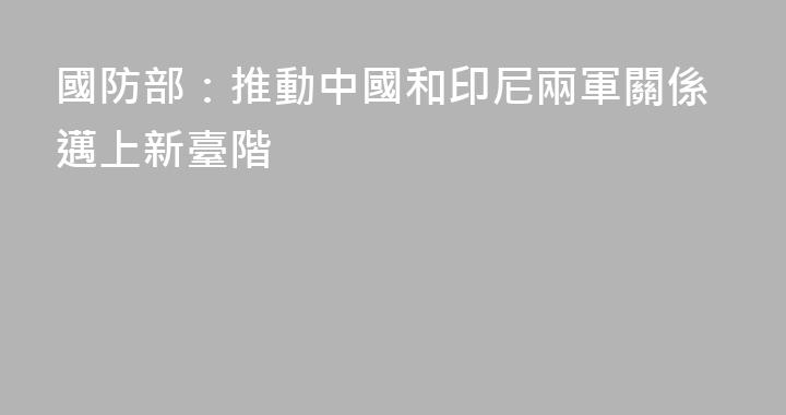 國防部：推動中國和印尼兩軍關係邁上新臺階