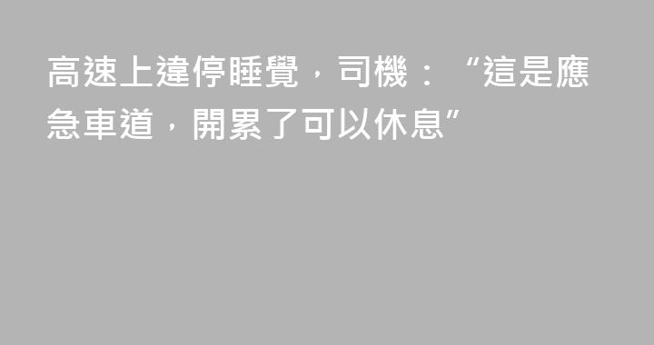 高速上違停睡覺，司機：“這是應急車道，開累了可以休息”