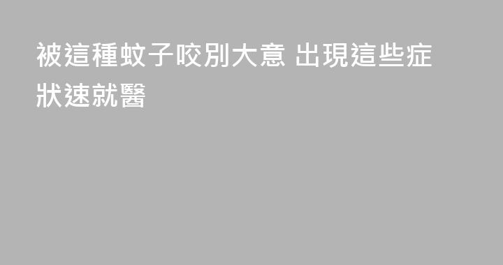 被這種蚊子咬別大意 出現這些症狀速就醫