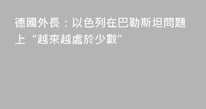 德國外長：以色列在巴勒斯坦問題上“越來越處於少數”