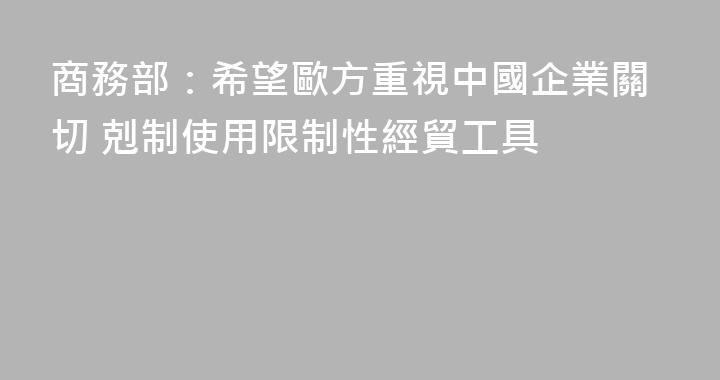 商務部：希望歐方重視中國企業關切 剋制使用限制性經貿工具