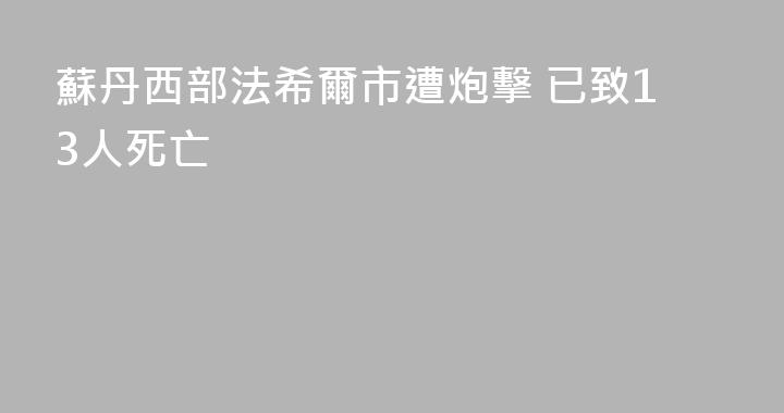 蘇丹西部法希爾市遭炮擊 已致13人死亡