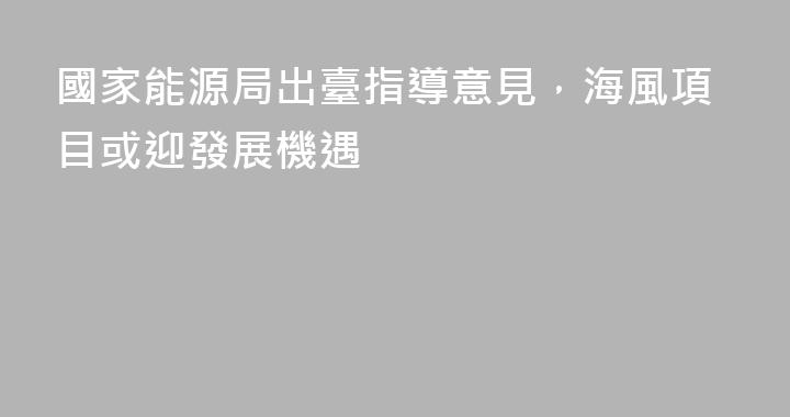 國家能源局出臺指導意見，海風項目或迎發展機遇