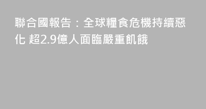 聯合國報告：全球糧食危機持續惡化 超2.9億人面臨嚴重飢餓