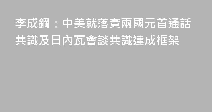 李成鋼：中美就落實兩國元首通話共識及日內瓦會談共識達成框架