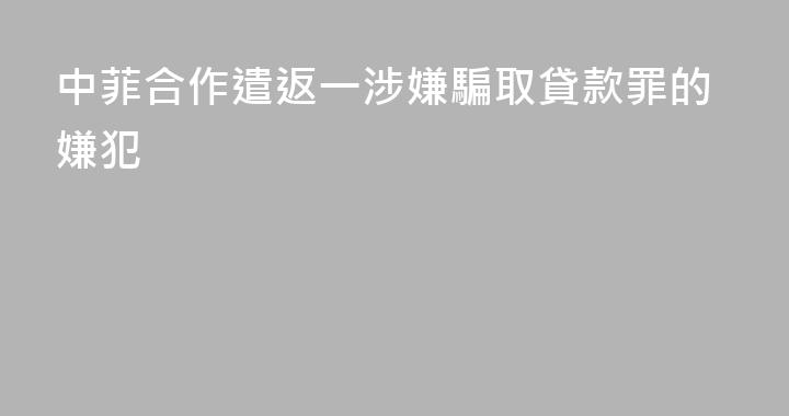 中菲合作遣返一涉嫌騙取貸款罪的嫌犯