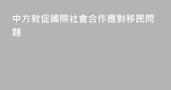 中方敦促國際社會合作應對移民問題