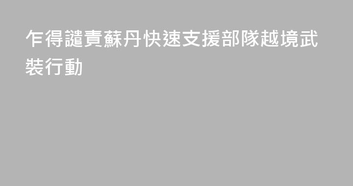 乍得譴責蘇丹快速支援部隊越境武裝行動