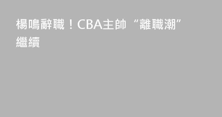 楊鳴辭職！CBA主帥“離職潮”繼續