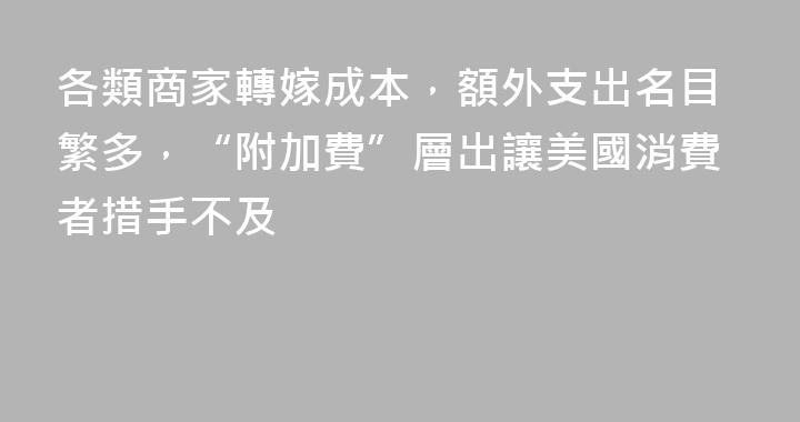 各類商家轉嫁成本，額外支出名目繁多，“附加費”層出讓美國消費者措手不及