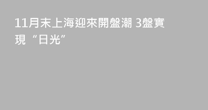 11月末上海迎來開盤潮 3盤實現“日光”