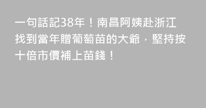 一句話記38年！南昌阿姨赴浙江找到當年贈葡萄苗的大爺，堅持按十倍市價補上苗錢！