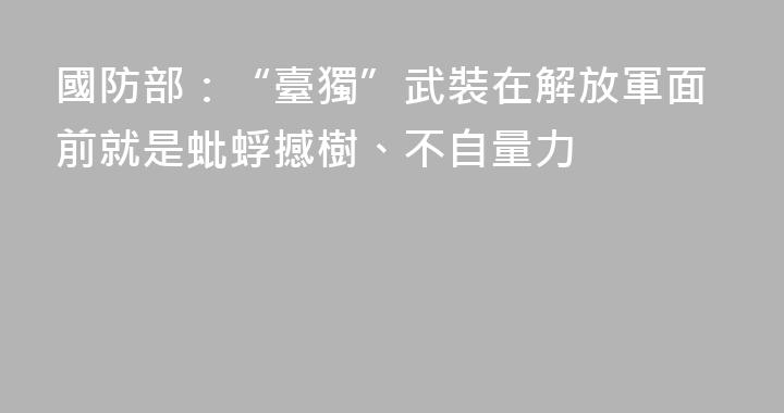 國防部：“臺獨”武裝在解放軍面前就是蚍蜉撼樹、不自量力