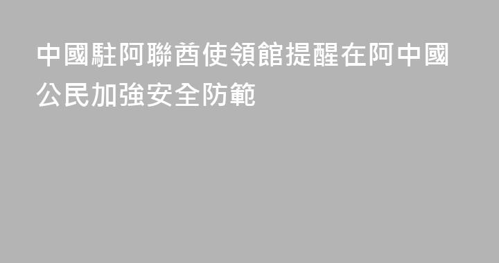 中國駐阿聯酋使領館提醒在阿中國公民加強安全防範