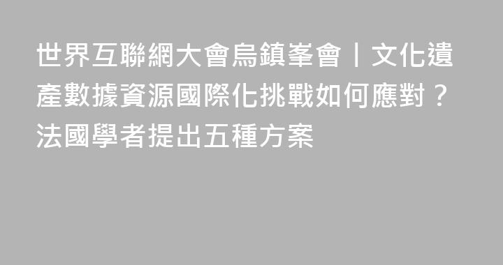 世界互聯網大會烏鎮峯會丨文化遺產數據資源國際化挑戰如何應對？法國學者提出五種方案
