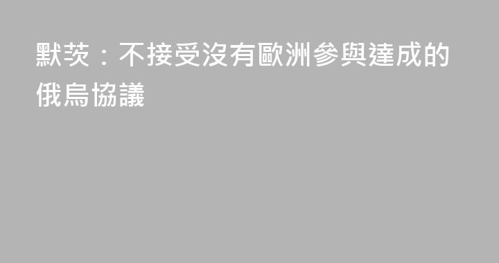 默茨：不接受沒有歐洲參與達成的俄烏協議
