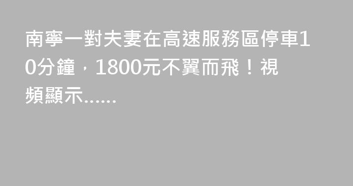 南寧一對夫妻在高速服務區停車10分鐘，1800元不翼而飛！視頻顯示……