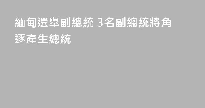 緬甸選舉副總統 3名副總統將角逐產生總統