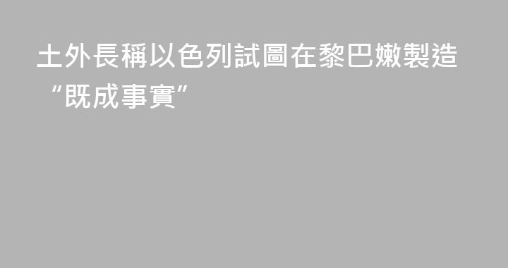 土外長稱以色列試圖在黎巴嫩製造“既成事實”