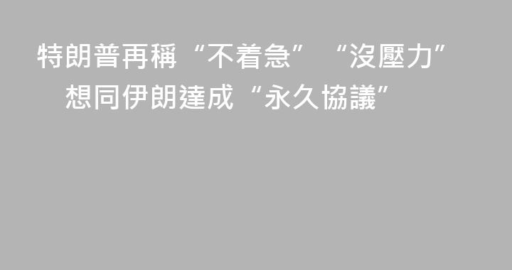 特朗普再稱“不着急”“沒壓力”　想同伊朗達成“永久協議”