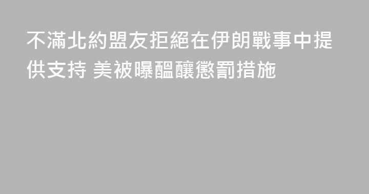 不滿北約盟友拒絕在伊朗戰事中提供支持 美被曝醞釀懲罰措施
