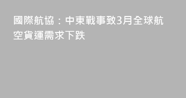 國際航協：中東戰事致3月全球航空貨運需求下跌