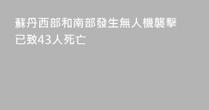 蘇丹西部和南部發生無人機襲擊 已致43人死亡