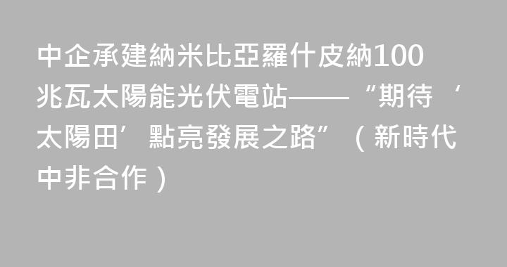 中企承建納米比亞羅什皮納100兆瓦太陽能光伏電站——“期待‘太陽田’點亮發展之路”（新時代中非合作）