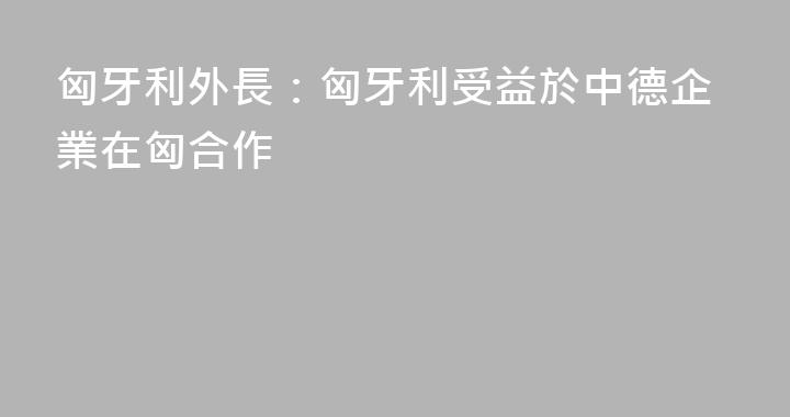 匈牙利外長：匈牙利受益於中德企業在匈合作