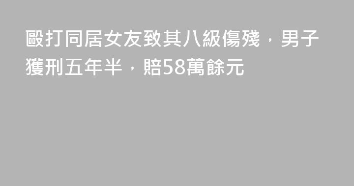 毆打同居女友致其八級傷殘，男子獲刑五年半，賠58萬餘元