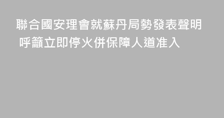 聯合國安理會就蘇丹局勢發表聲明 呼籲立即停火併保障人道准入